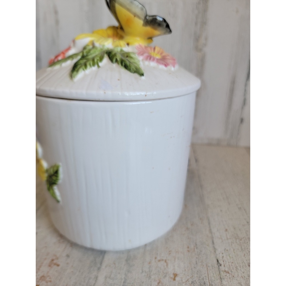 Vintage 3D butterfly kitchen canister jar unique floral home decor lidded - Picture 13 of 14